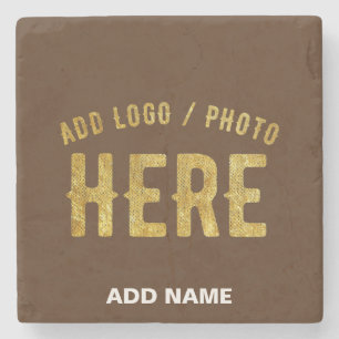 DESSOUS-DE-VERRE EN PIERRE MARQUE ÉTUDIÉE BRUNE PERSONNALISABLE MODERNE DE ST
