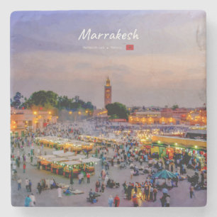 Dessous-de-verre En Pierre Marrakech, Maroc - Place Jemaa el Fnaa