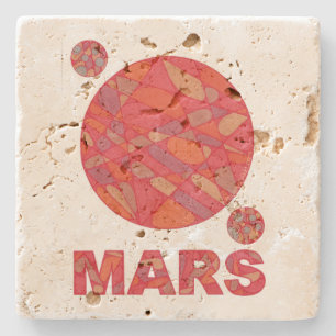 Dessous-de-verre En Pierre Mars le système solaire de planète de geek rouge