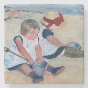Dessous-de-verre En Pierre Mary Cassatt Enfants Jouant sur la Plage 1884 