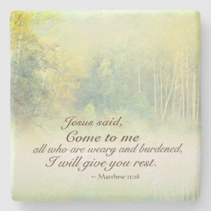 Dessous-de-verre En Pierre Matthew 11:28 Come to Me, Je veux give you reste