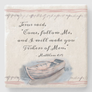 Dessous-de-verre En Pierre Matthieu 4:19 Jésus dit : "Viens me suivre" Bible