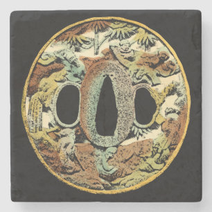 Dessous-de-verre En Pierre Médaillon asiatique doré par le studio de vision