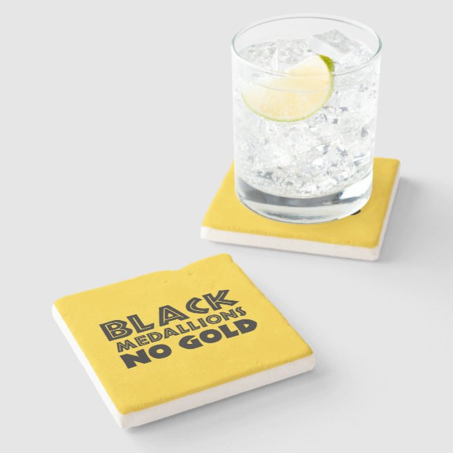 DESSOUS-DE-VERRE EN PIERRE MÉDALLIONS NOIRES PAS D'OR (Côté)