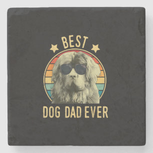 Dessous-de-verre En Pierre Meilleur Chien Papa Jamais Fars Day Terre-Neuve