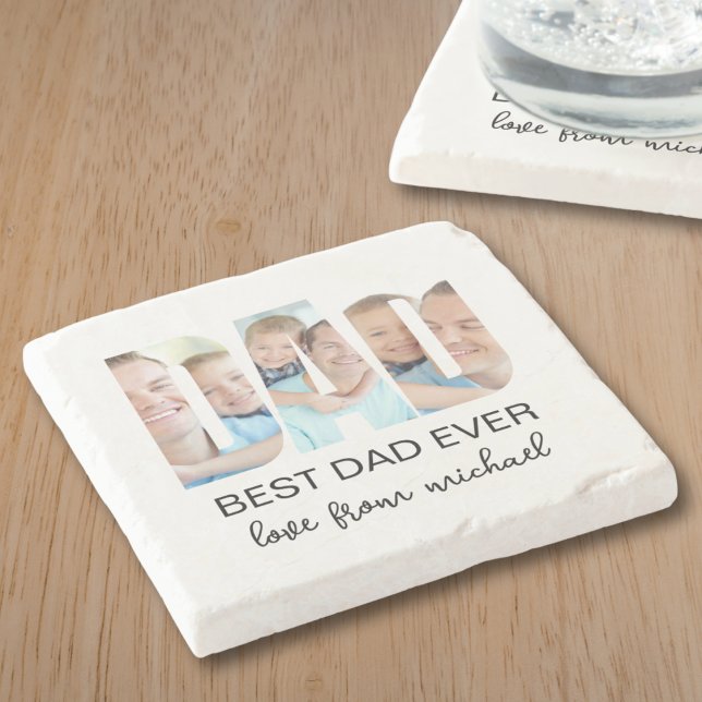 Dessous-de-verre En Pierre Meilleur Papa Photo Lettre (Créateur téléchargé)