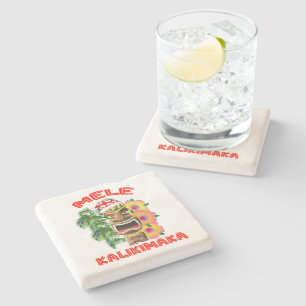 Dessous-de-verre En Pierre Mele Kalikimaka le père noël Tiki