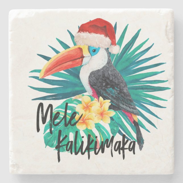 Dessous-de-verre En Pierre Mele Kalikimaka Oiseaux de la jungle tropicale (Devant)