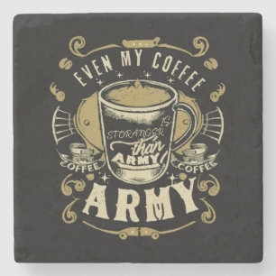 Dessous-de-verre En Pierre Même mon café est plus fort que l'armée