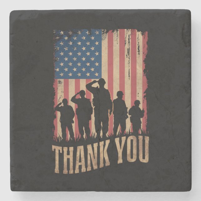Dessous-de-verre En Pierre Merci Anciens Combattants Jour Américain Drapeau V (Devant)