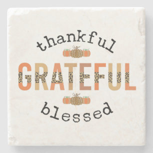 Dessous-de-verre En Pierre Merci Grateful Blessé mignon automne Thanksgiving