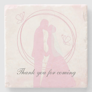 Dessous-de-verre En Pierre Merci Romantique Dreamtic Mariage rose couple
