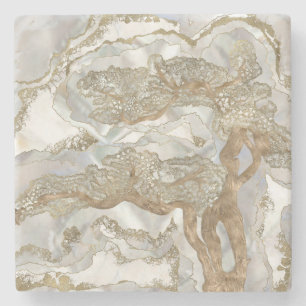 Dessous-de-verre En Pierre Mère de perle Arbre d'Or