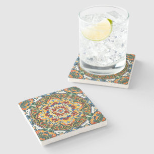 Dessous-de-verre En Pierre Mexicaine Talavera turquoise mariage vintage faveu