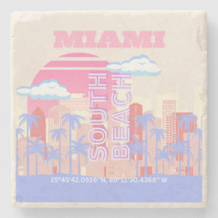 Dessous-de-verre En Pierre Miami Beach, Miami Travel Art, Preppy Room, Pastel