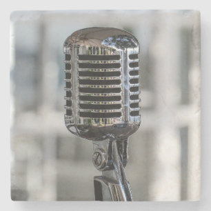 Dessous-de-verre En Pierre Microphone de style rétro Vintage très Cool