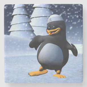 Dessous-de-verre En Pierre Mignon pingouin marin d'hiver Art de vacances enne