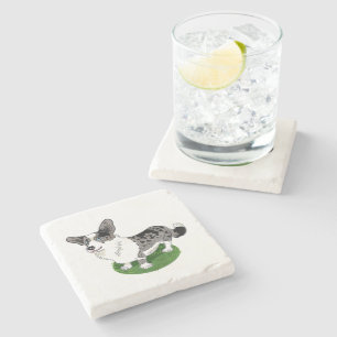 Dessous-de-verre En Pierre Mignonne chien, Corgi Cardigan.