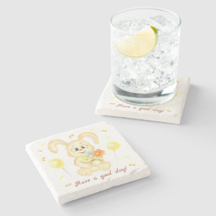 Dessous-de-verre En Pierre Mignonne Lapin pour une ambiance positive Poster