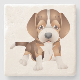 Dessous-de-verre En Pierre Mignonne maman Beagle Amoureux des chiens Puppy Da