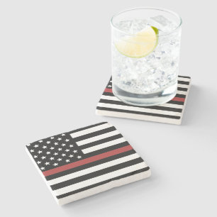 Dessous-de-verre En Pierre Mince Red Line USA Drapeau Pompier Service d'incen