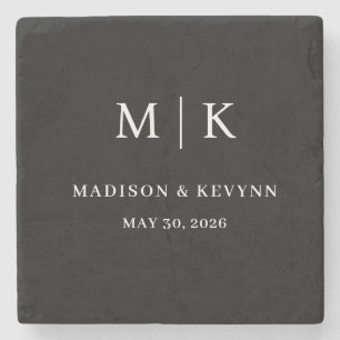 Dessous-de-verre En Pierre Minimal et chic   Mariage noir et blanc