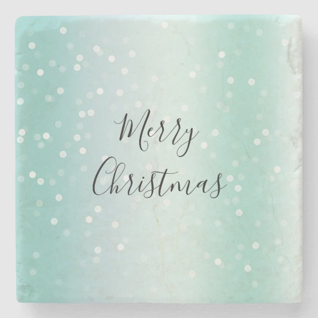 Dessous-de-verre En Pierre Mint White Bokeh Dots Celebration (Devant)