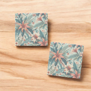 Dessous-de-verre En Pierre Modèle floral exotique Élégant Feuilles de palme t