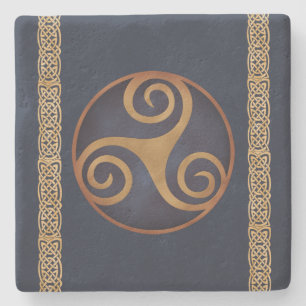 Dessous-de-verre En Pierre Modèle personnalisé Celtic Triskelion (bleu)