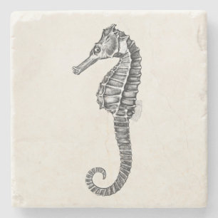 Dessous-de-verre En Pierre Modèle vintage d'hippocampe d'océan d'hippocampe