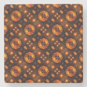 Dessous-de-verre En Pierre Moderne Élégant Bohème Doré Motif d'Art Abstrait #
