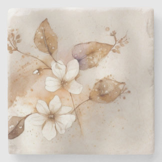 Dessous-de-verre En Pierre Moderne Florale Organique Luxe Silencieux