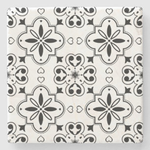 Dessous-de-verre En Pierre Moderne Méditerranéen Portugais Retour Motif blanc