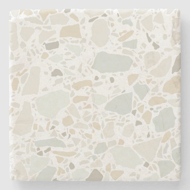 Dessous-de-verre En Pierre Moderne Simple Terrazzo Carrelage blanc (Devant)