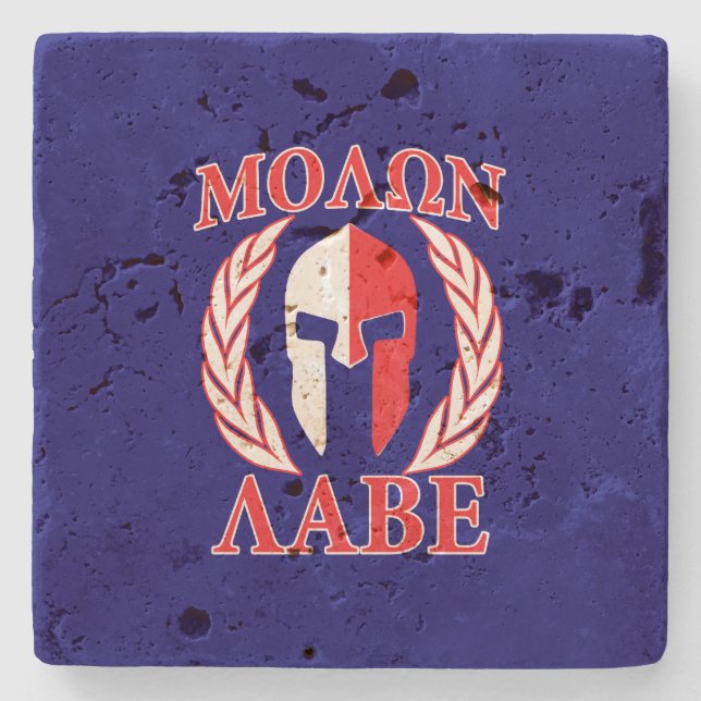 Dessous-de-verre En Pierre Molon Labe Casque Spartan Laurels Guerrier Graphiq (Devant)