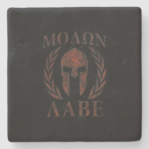 Dessous-de-verre En Pierre Molon Labe Spartan Warrior Mask Laurels Fer