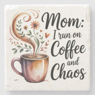 Dessous-de-verre En Pierre Mom I Run On Coffee And Chaos