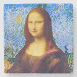 Dessous-de-verre En Pierre Mona Lisa et Van Gogh