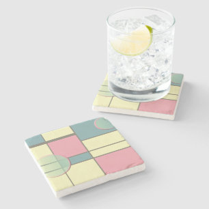 Dessous-de-verre En Pierre Mondrian & Pastel