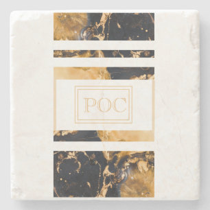 Dessous-de-verre En Pierre Monogramme Abstrait bleu foncé