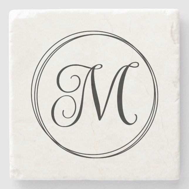 Dessous-de-verre En Pierre Monogramme arrondi du script de courbe (Devant)