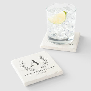 Dessous-de-verre En Pierre Monogramme Chic Laurier