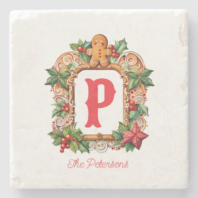 Dessous-de-verre En Pierre Monogramme de pain d'épices doux (Devant)