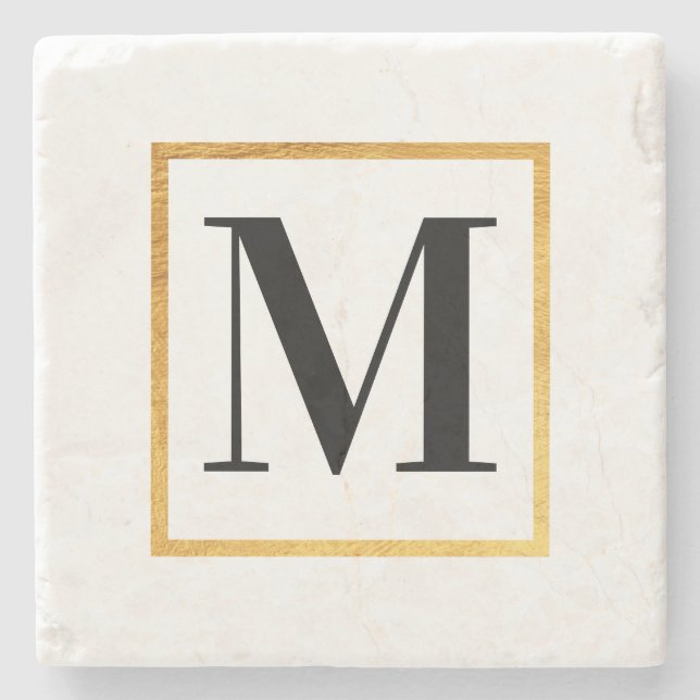 Dessous-de-verre En Pierre Monogramme d'or (Devant)