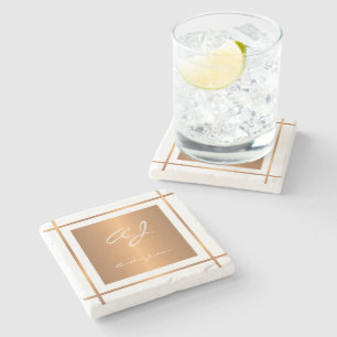 Dessous-de-verre En Pierre Monogramme élégant personnalisé nom en écriture do