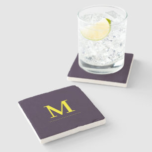Dessous-de-verre En Pierre Monogramme élégant sophistiqué minimaliste jaune
