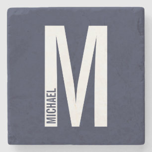 Dessous-de-verre En Pierre Monogramme et nom personnalisés modernes