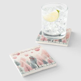 Dessous-de-verre En Pierre Monogramme minimaliste Pink Winter Forest Wonderla