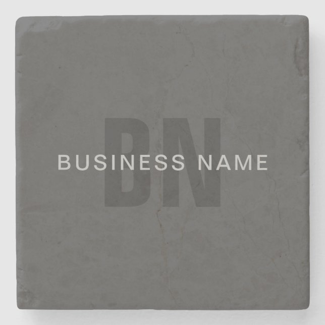 Dessous-de-verre En Pierre Monogramme moderne gris foncé modifiable Modèle de (Devant)