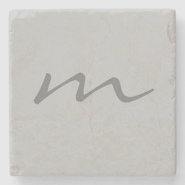 Dessous-de-verre En Pierre monogramme moderne tendance gris professionnel (Devant)
